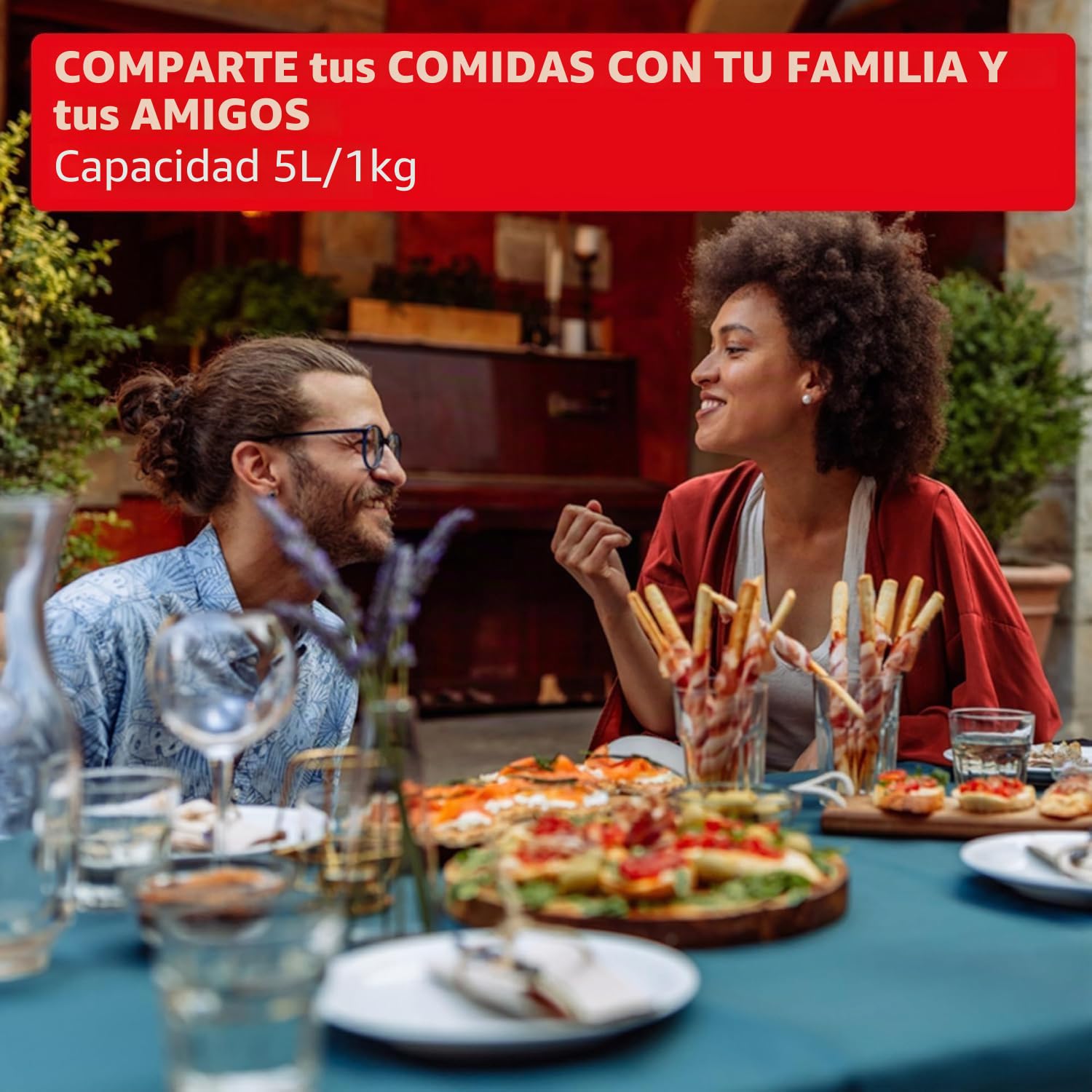 Moulinex Easy Fry POP POWDER GREY 5L, freidora de aire, hasta 6 personas, 10 programas intuitivos, pantalla táctil digital, ahorro de tiempo y energía, EZ245GF0