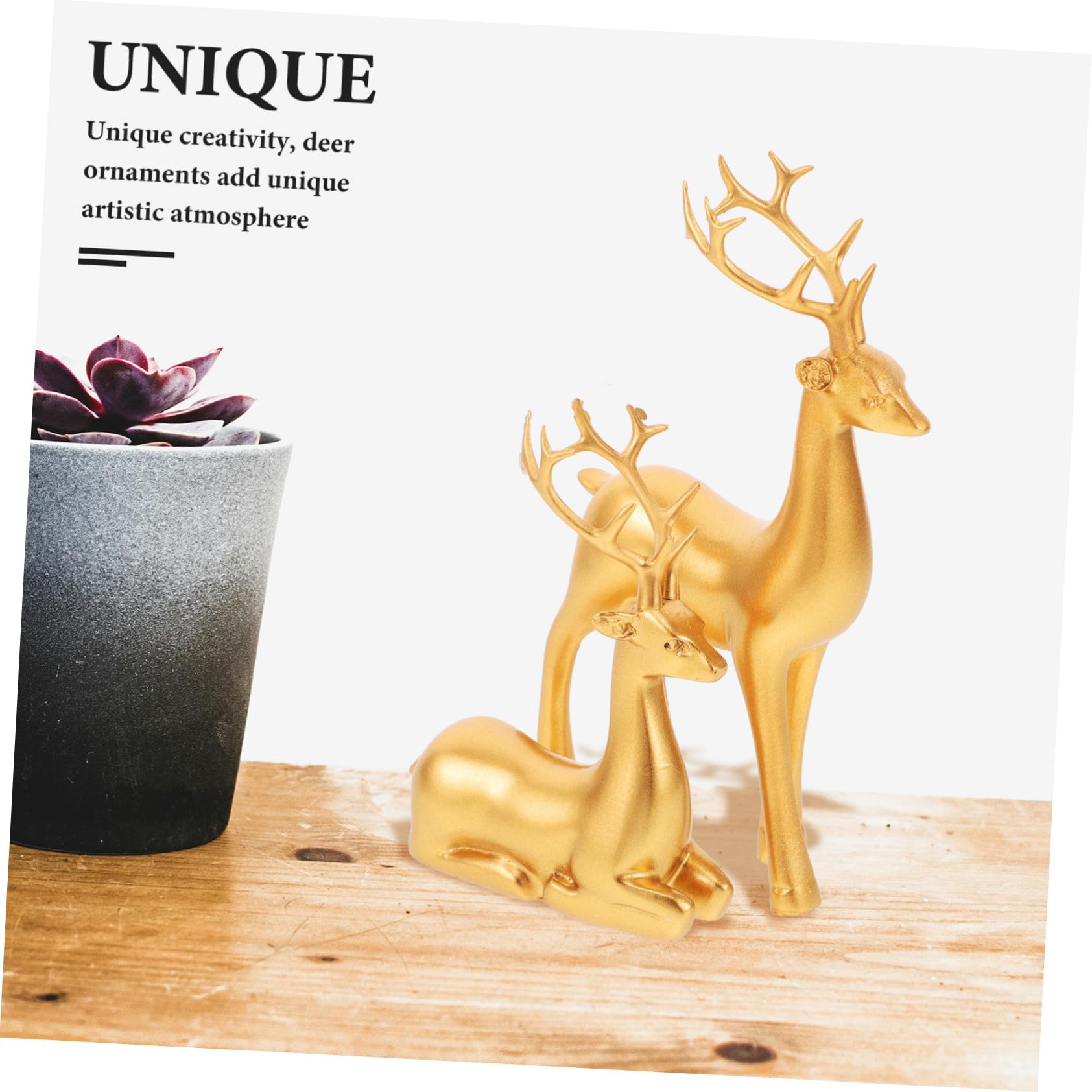 2stücke Harz Rentier Skulptur Elch Figur Weihnachten Deko Bürotisch Wohnzimmer Outdoor Ornament