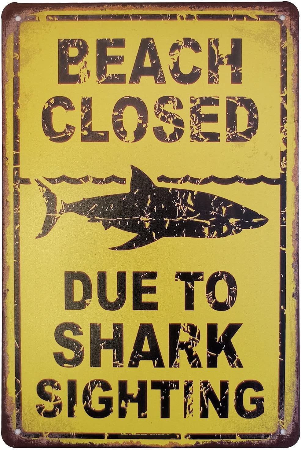 ERLOOD Warning Beach Closed Due to Sighting Vintage Tin Signs Retro Metal Wall Poster Decorative Tin Sign 8 x 12