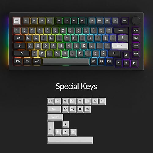 Miniatura 2 de Akko Teclado mecánico 5075B Plus 75 RGB intercambiable en caliente con perilla tema negro y cian con teclas de perfil ASA de doble disparo PBT con