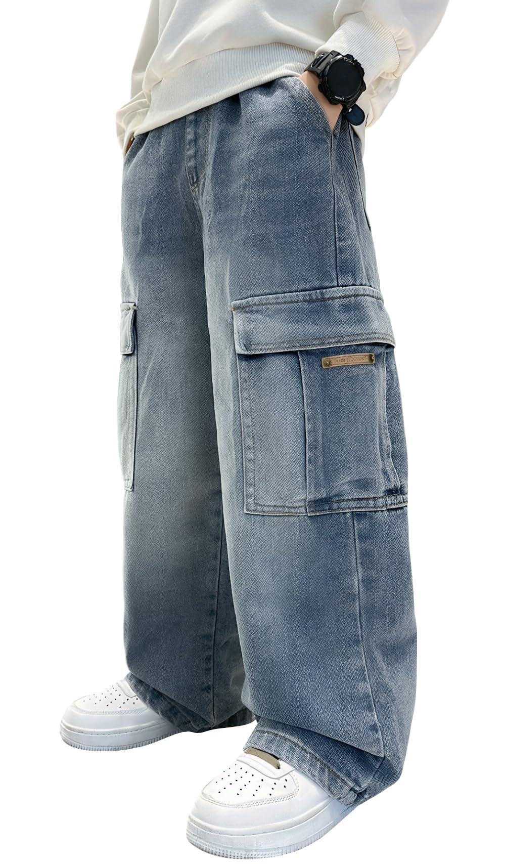Baggy Jeans Jungs Kinder Cargohose Baggy Jeanshosen Streetwear Freizeithose Y2K Jeans 116-158 Jahre