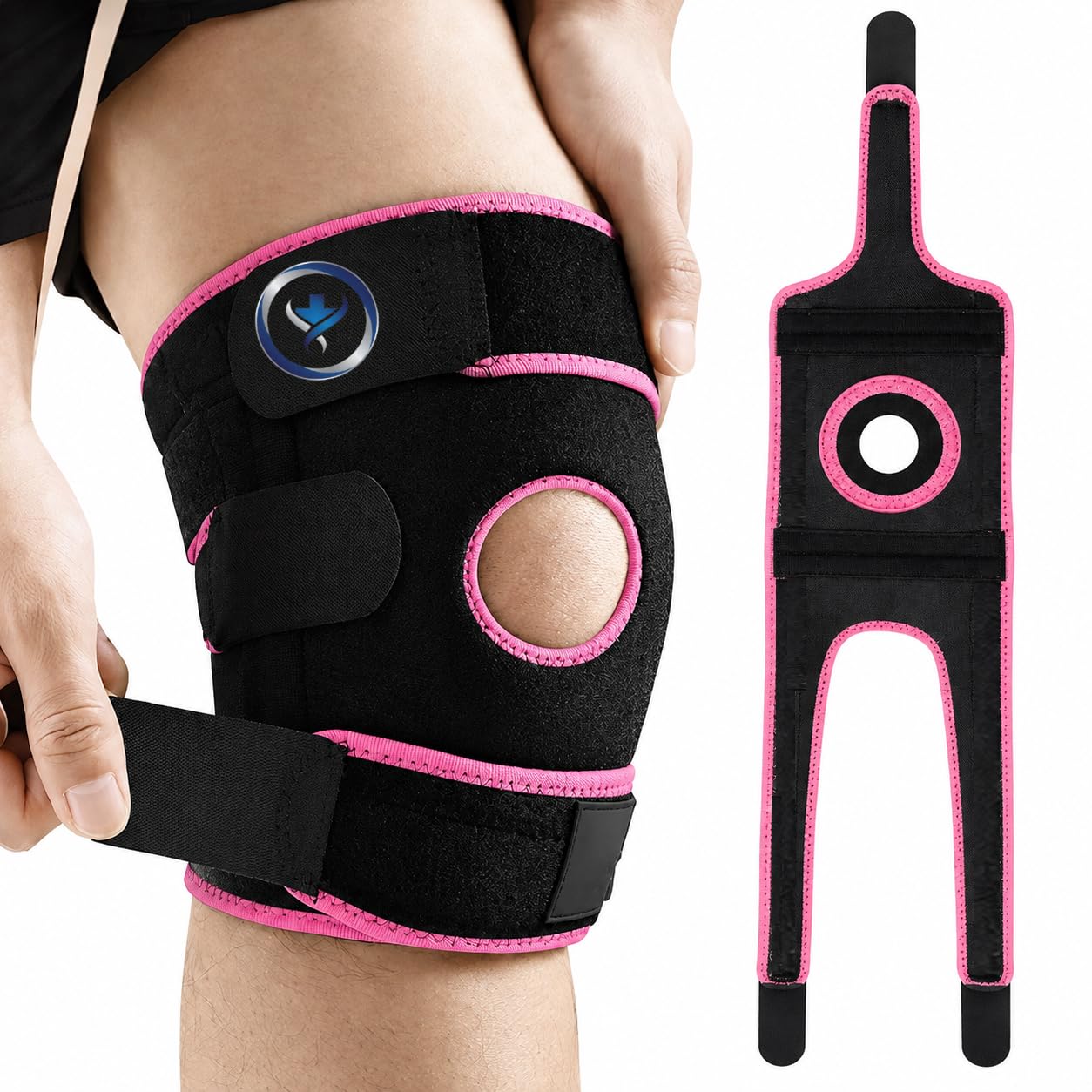 Premium Knee Cap for Men & Women Pain Relief – Open Patella Knee Support for Running, Arthritis, Joint Pain & Injury Recovery | Adjustable Kneecap Stabilizer for Men & Women | Single (Pink)-image-3