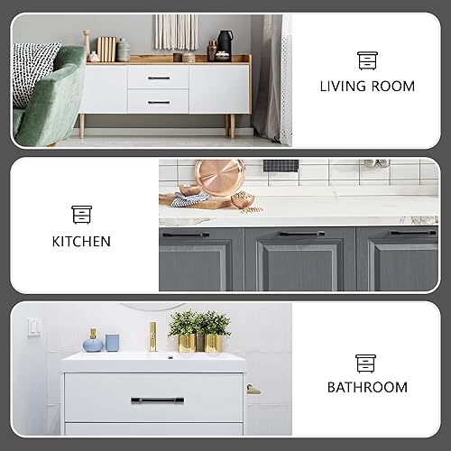 Miniatura 7 de Cyncelia Paquete de 30 tiradores de gabinete de cocina color negro mate con centro de agujero de 3.75 pulgadas, accesorios modernos de acero para