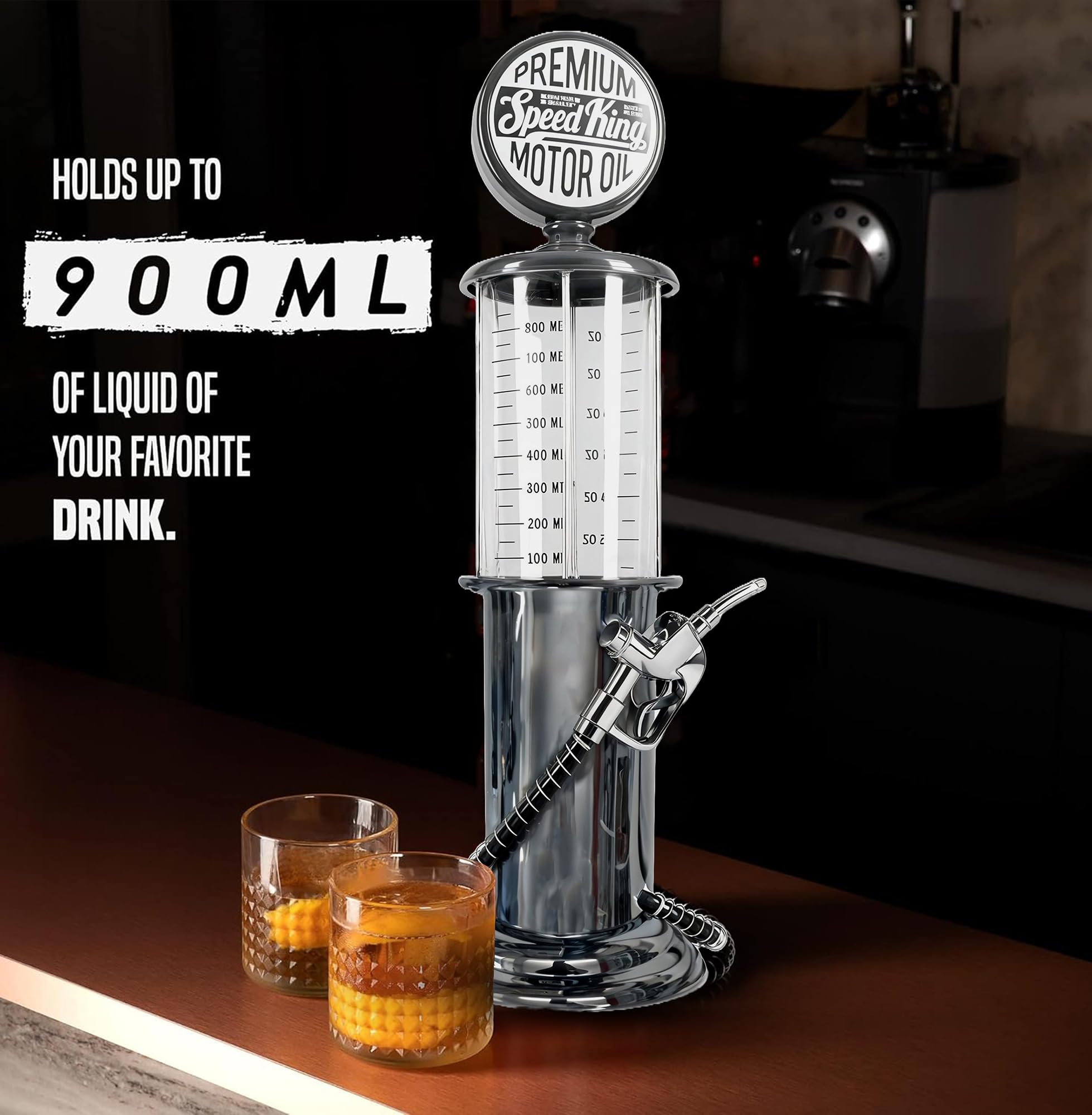 Dispensador de licor para bar en el hogar | Decantador de licor de plástico cromado estilo vintage de 30 onzas líquidas para decoración de cuevas de hombre, dispensador de bebidas para whisky 5