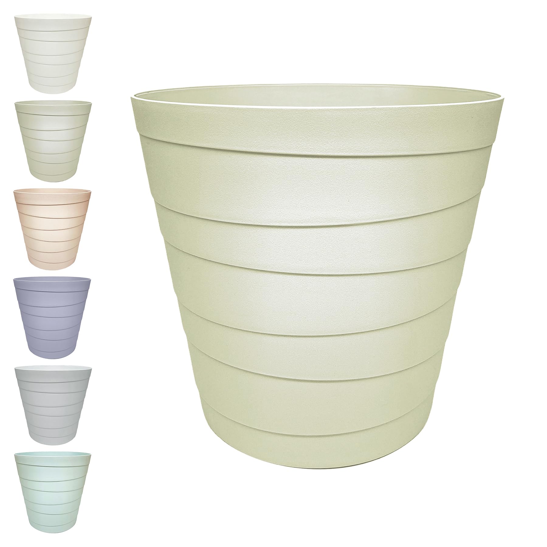MAKREL® Pastel Colours Plastic Waste Paper Basket Bin Modern Step Design Trash Can for Kitchen, Bathroom, Office (Pale Olive, 7 Litre)