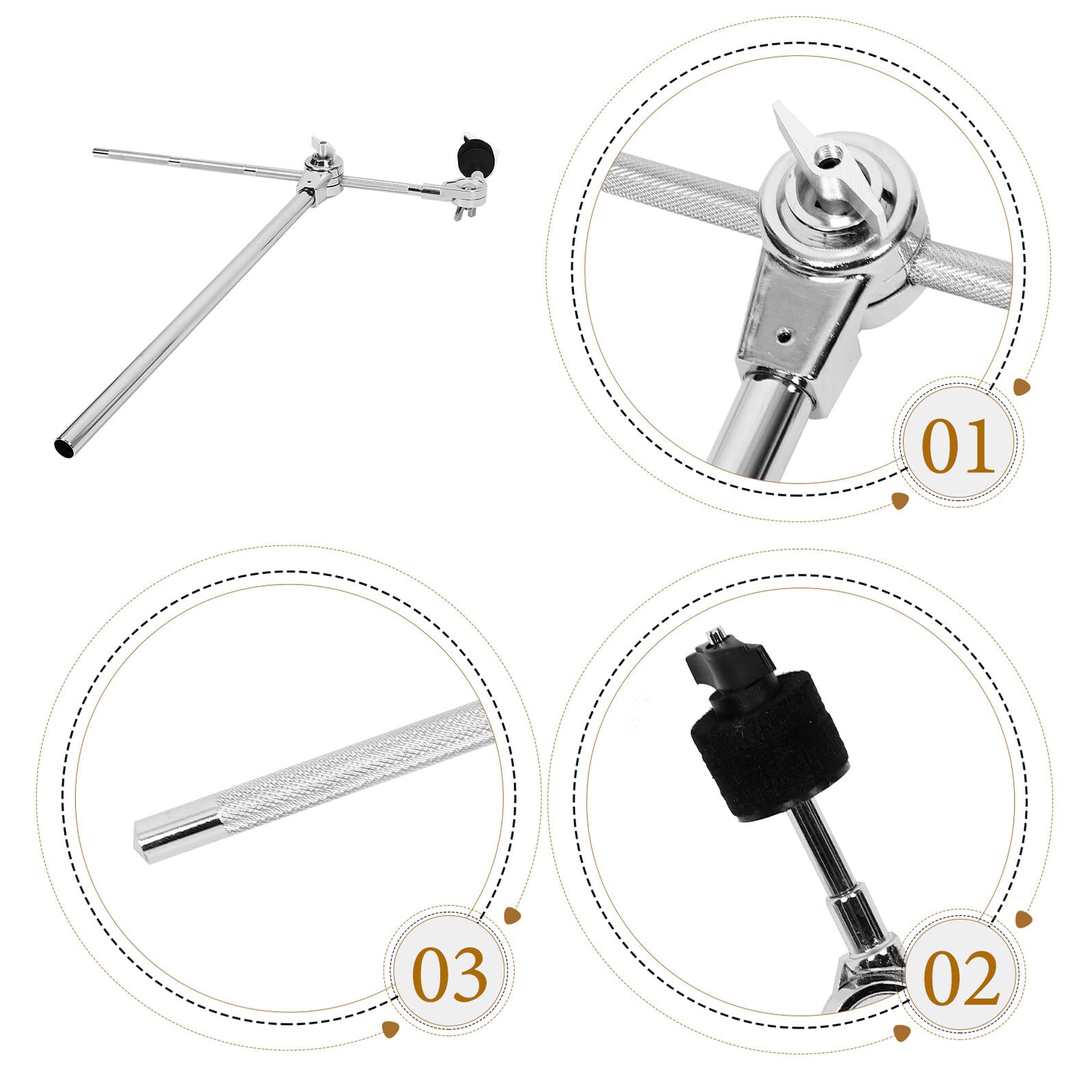 Ciieeo Brazo Articulado para Platillo de Batería Ajustable de Aleación de Zinc Resistente Corrosión, Soporte para Accesorios de Platillos Hi-hat Montaje Fácil para Batería y Percusión