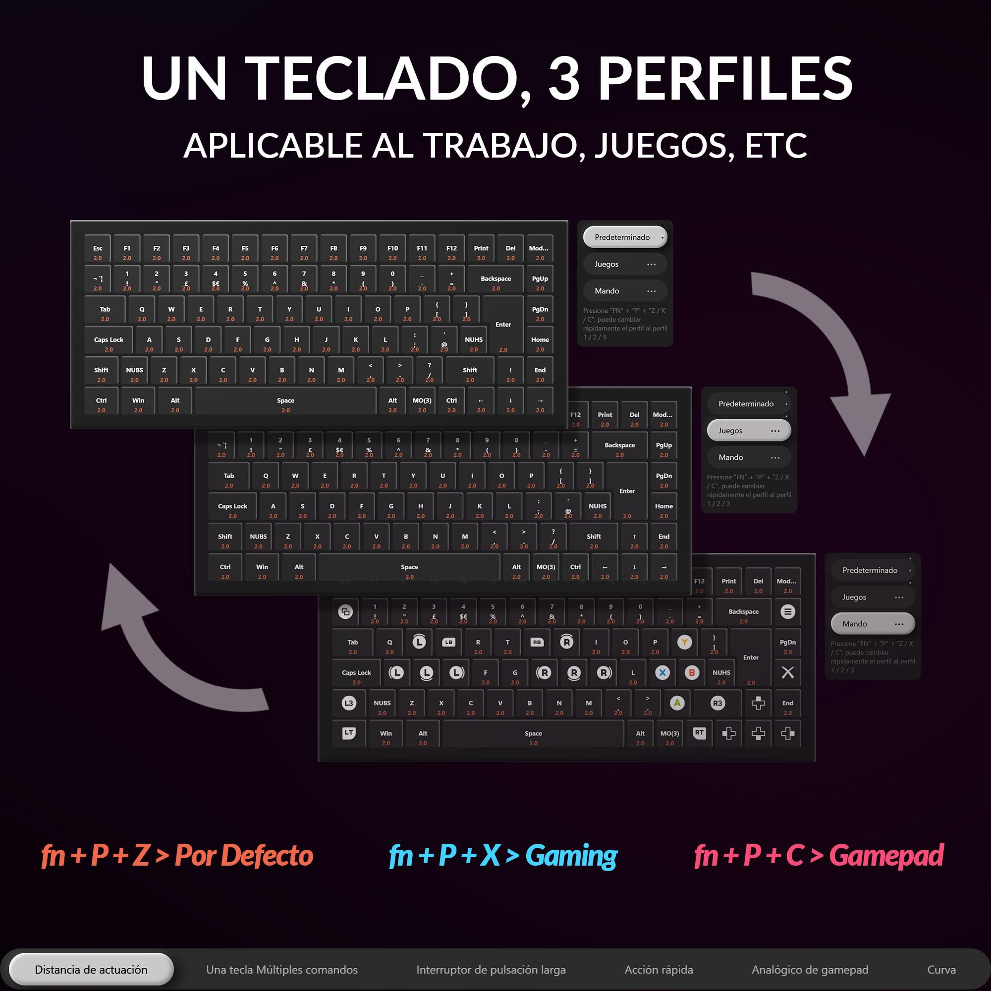 Keychron K2 HE Teclado Inalámbrico, Diseño 75% ES-ISO, 2,4 GHz y Bluetooth 5.2, Interruptores Magnéticos Gateron Nebula de Doble Carril, Teclado Gaming para Mac y Windows, Edición Especial – Negro