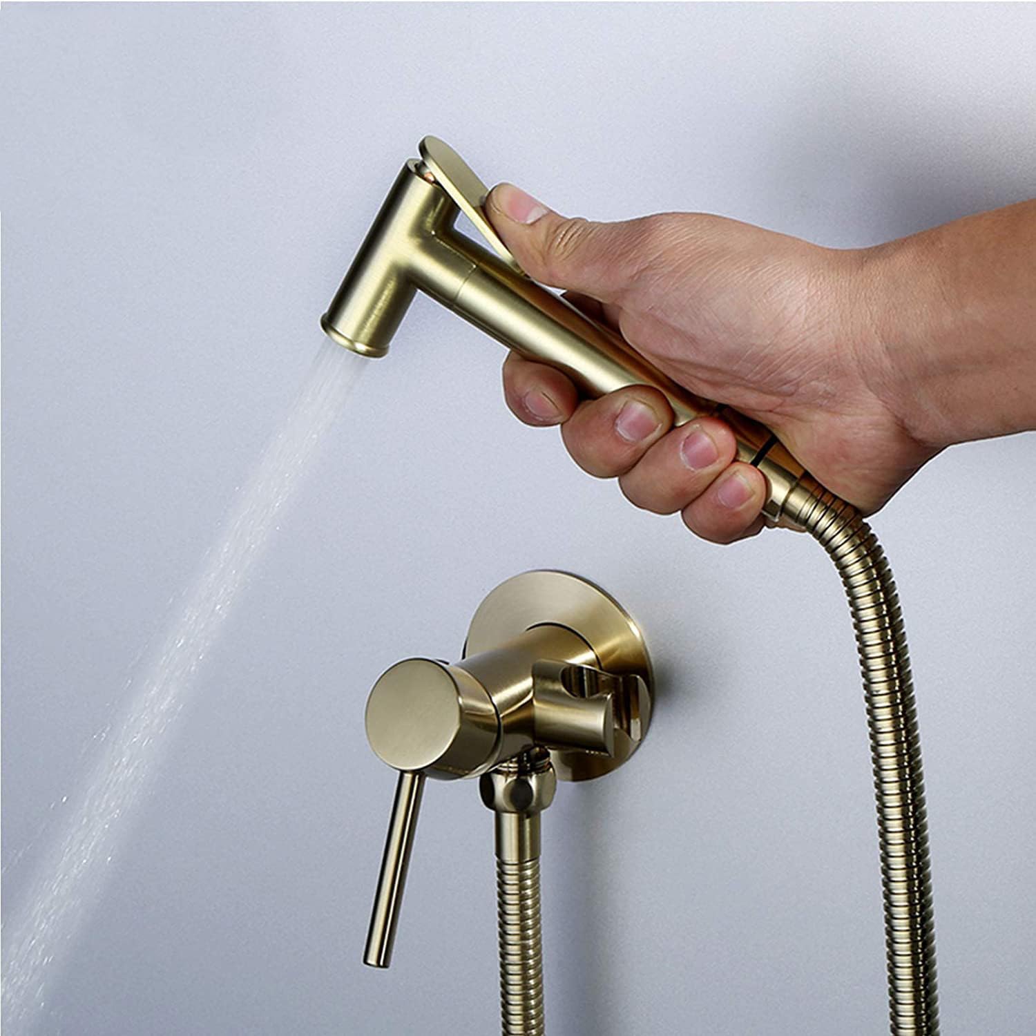 Duchas Higienicas Para Wc Mezcla Fría Y Caliente Grifo Para Wc Doble Salida Monomando Manguera Bidet Para Wc Oro Cepillado