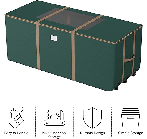 Miniatura 9 de Elf Stor 83-DT5172 - Bolsa de almacenamiento de Navidad con ruedas color rojo de alta calidad, capacidad para árboles de hasta 12 pies, pies