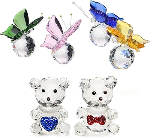 H&D HYALINE & DORA Figuras de animales de cristal facetado, figuras de vidrio hechas a mano, regalo para mamá