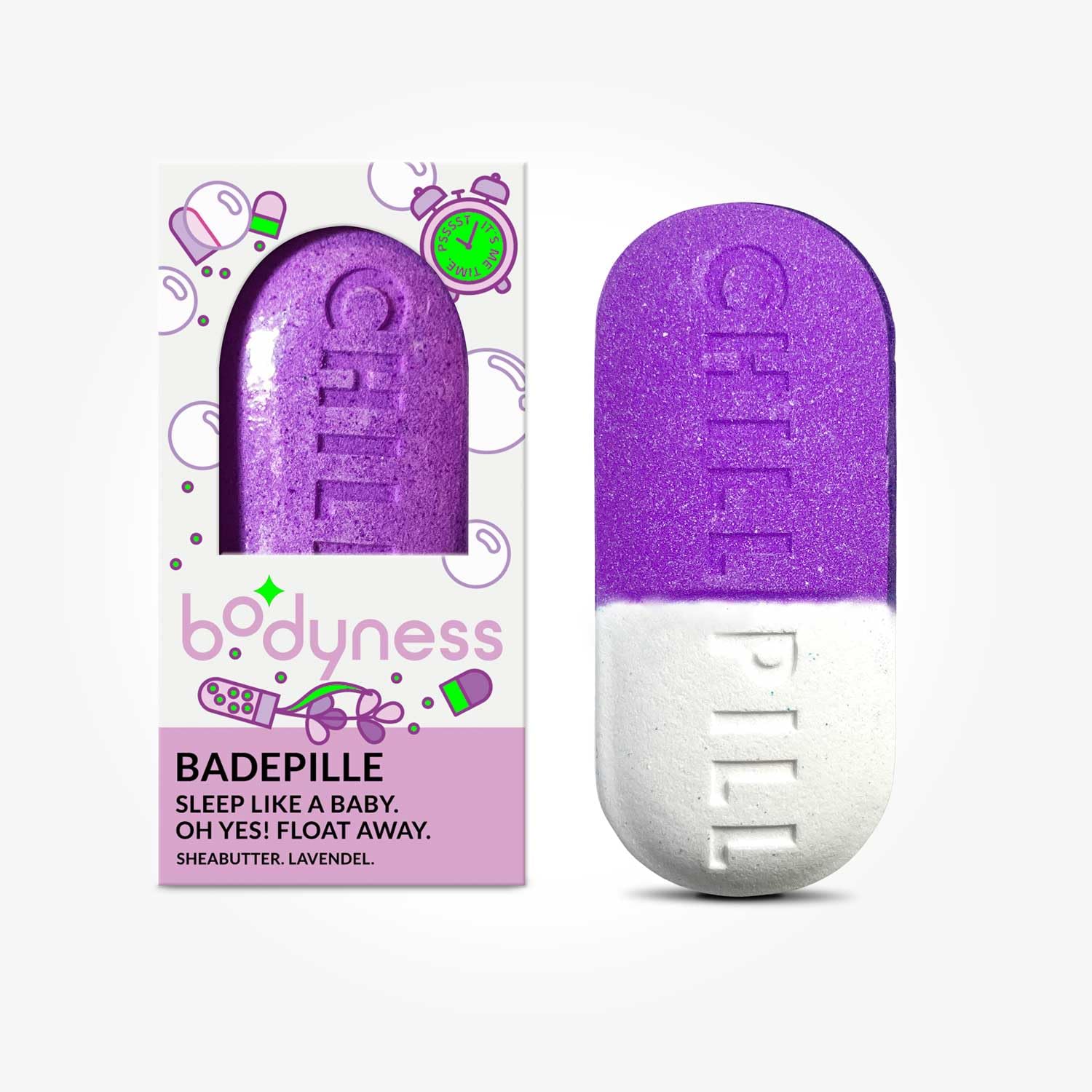CRAZE Bodyness Bath Bomb Chill Pill – kula do kąpieli w kształcie tabletek, kula do kąpieli do pielęgnacji skóry i relaksu z aromatem, 70 g