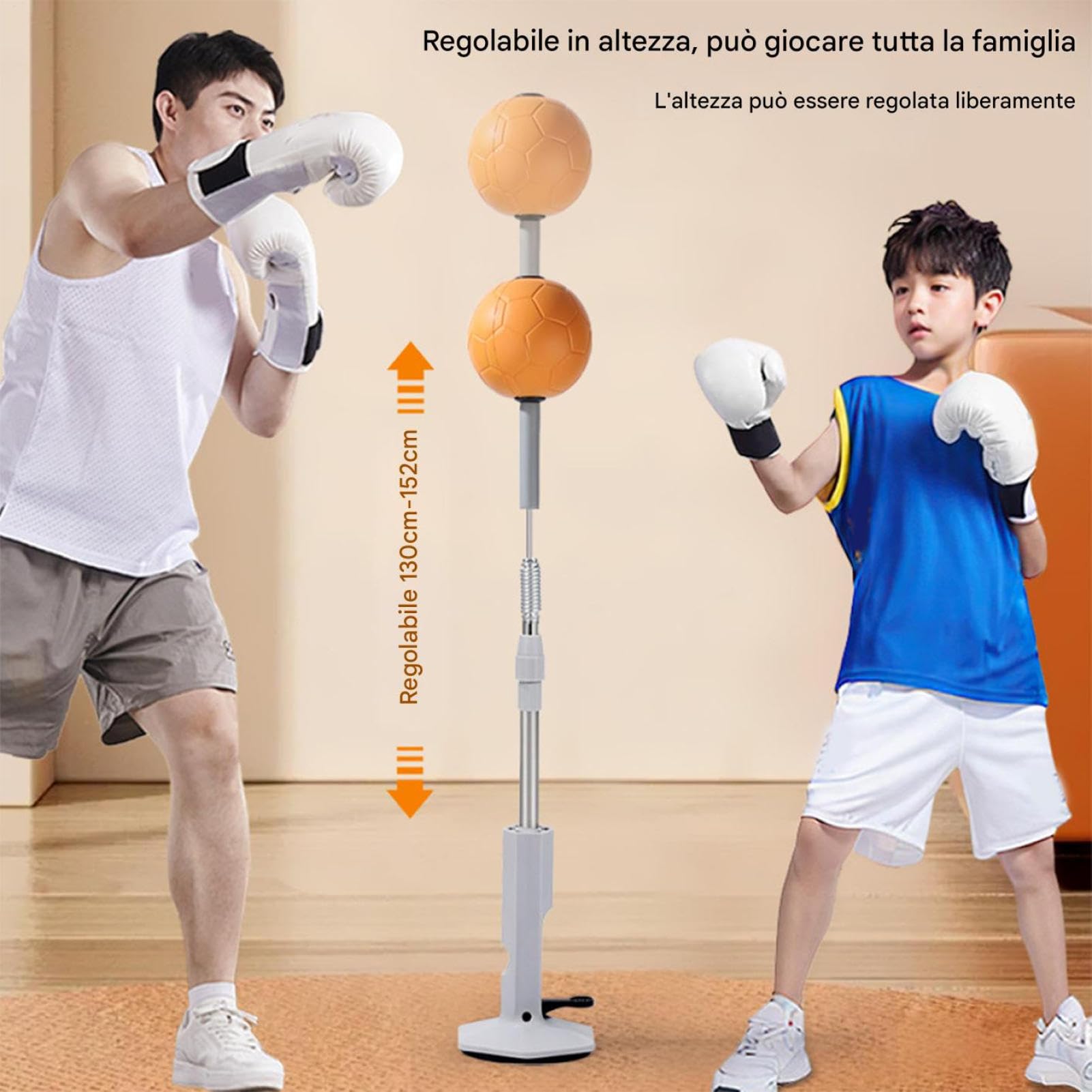 Sacco Reattivo Altezza Regolabile Potente Coordinazione Occhio-Mano | Sacco Reflesso Boxe Allenamento a Casa Bambini Adulti Adolescenti Sacco Da Pugilato Speed Ball Attrezzatura Fitness