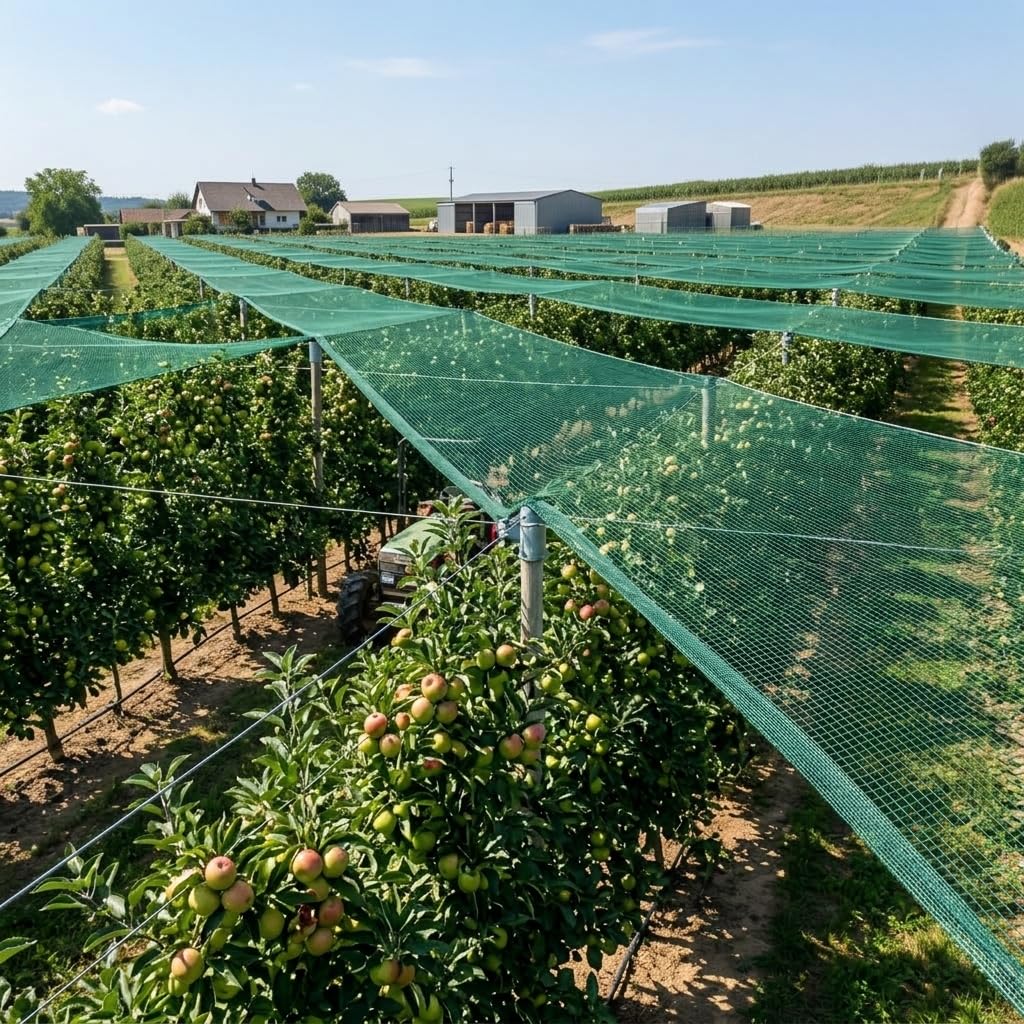 MAKA Rete Antigrandine Verde 2x100 m (200 m²), Protezione Colture per Orto, Frutteto, Vigneto, Serra e Giardino, Fa Passare Aria, Acqua e Luce, Resistente alle Intemperie