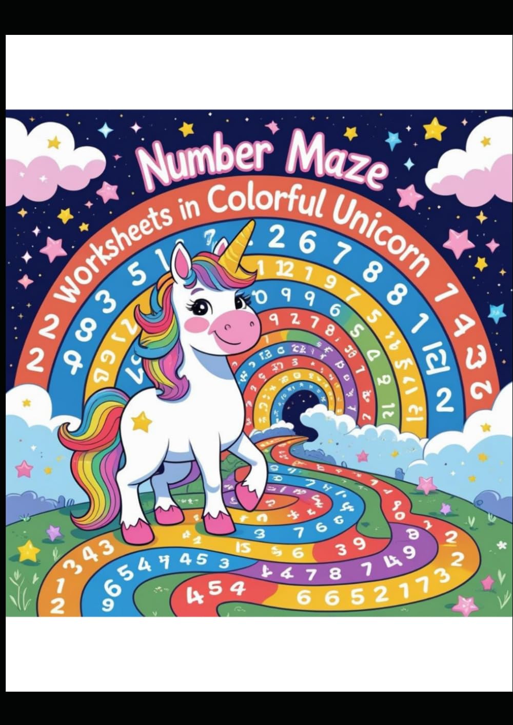 Maze in colorful unicorn theme - Numbers: Numbers, Maze, Worksheets, fun Colorful, Unicorn, early learning, activity, Missing numbers