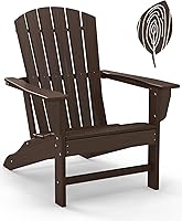 Vista 20 de GREENVINES Juego de 4 sillas Adirondack Plástico HDPE de grano de madera Silla de gran tamaño para hoguera Para todo tipo de clima Marrón