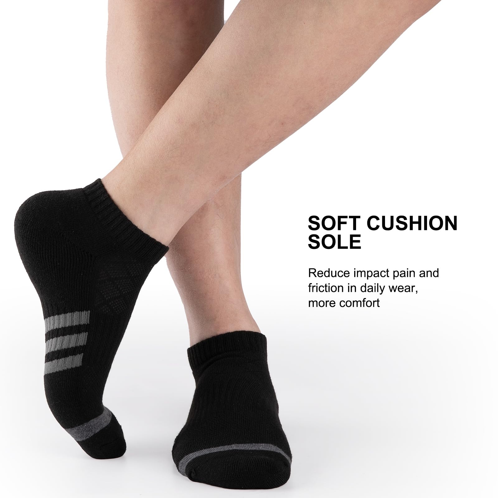 Heatuff 12 pares de calcetines de tobillo acolchados para hombre, atléticos, para correr, de corte bajo, transpirables, cómodos, casuales