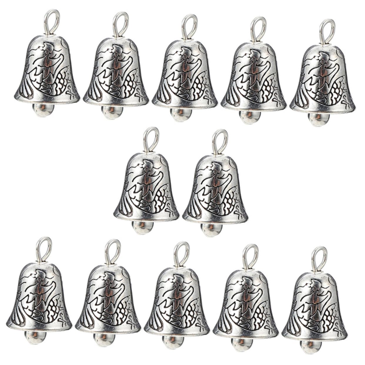 Homoyoyo Bell Ornaments Set 50pcs Silver Bells for Crafts Wind Chimes Decorative