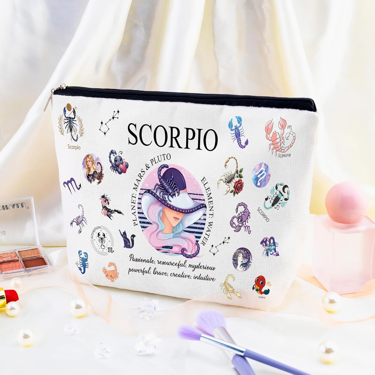 Scorpio Gifts for Women Scorpio Birthday Gifts for Women Zodiac Gift for Her Astrology Gift for Woman November Birthday Present Zodiac Makeup Bag Travel Cosmetic Bag for Astrology Lovers - Image 3