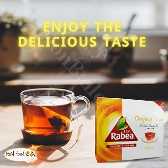 Original Taste Black Tea Rabea Bags Teas (100 Tea Bag) Kenyan Indian Pure Traditional Arabian Saudi Arabia Strong Rich Pure Oriental Natural Taste Breakfast