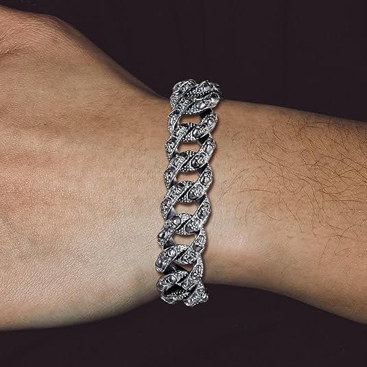 Mens Biker Bracelets Retro Style Skull/Celtic Chunky Cuban Chain Link Braclets Stainless Steel 16mm Wide Heavy Wristband Jewelry