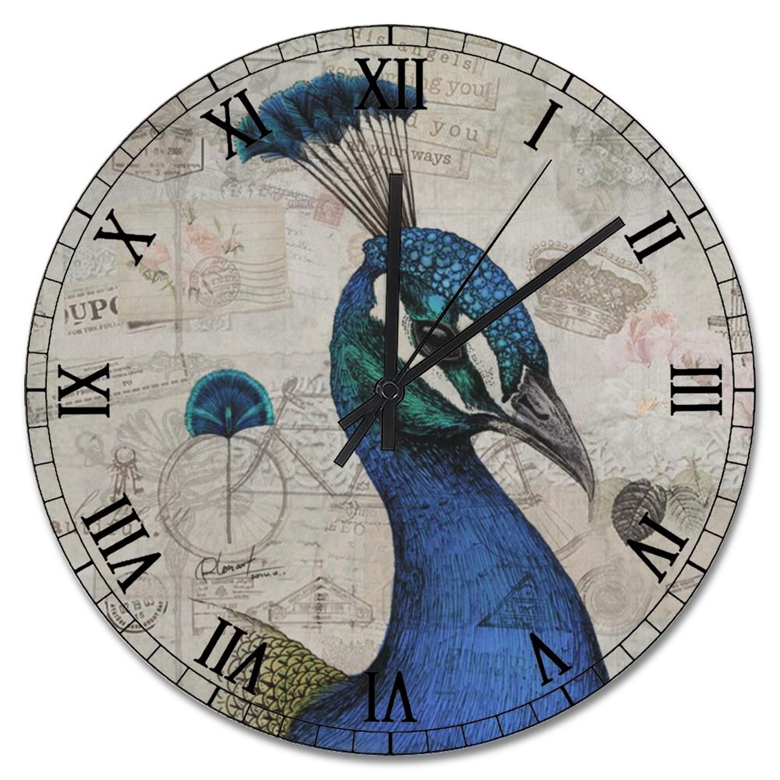 Horloge murale paon 38 cm pour habiller un mur vide avec chic