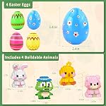 TAHAVICE 4 Pack Oeufs de Pâques préremplis avec blocs de construction d'animaux, Bunny Chick Building Jouets pour les enfants, espadrilles de Pâques, Jouet de chasse aux oeufs pour les âges 6+