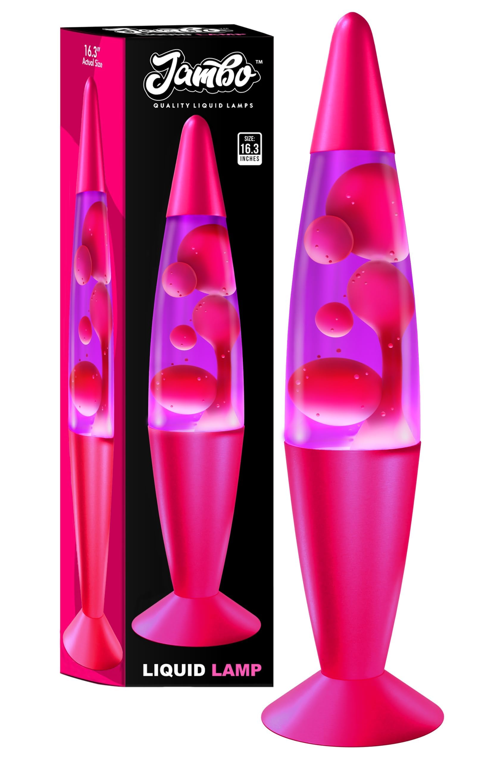 JAMBO 16" Beautiful Lamp- Purple with Pink Wax, Relaxing Liquid Light, Night Light Nightlight, Home Decor Living Room Office Bedroom Lamp for Adults Teens Kids, Magma Motion