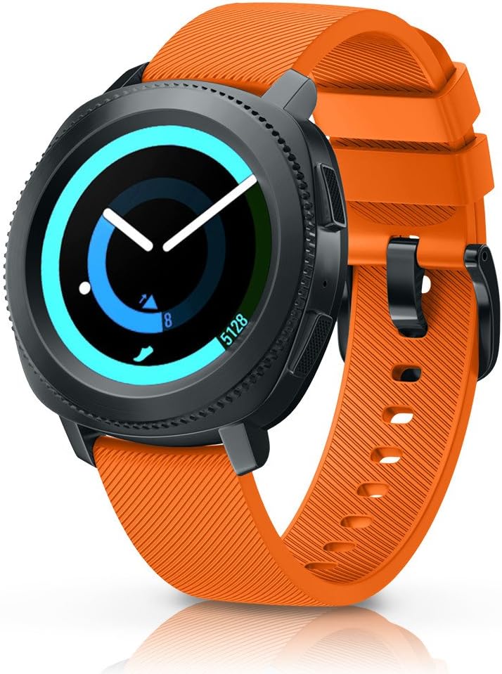 ANCOOL Compatible Gear Sport Band Replacement 20mm Silicone Watch Band Compatible Gear Sport/Galaxy Watch (42mm)/Ticwatch E/Ticwatch 2/Vivoactive 3 Watch - Large Orange