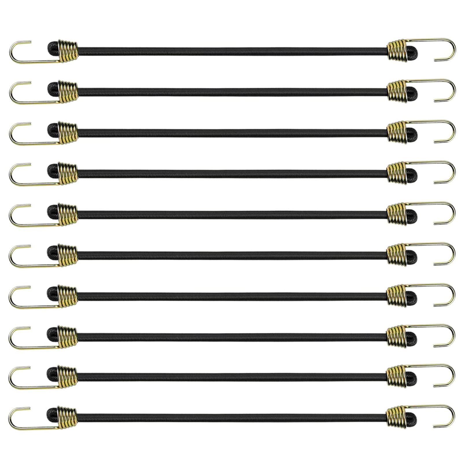 Short Bungee Cords with Hooks 10Pcs Bungee Cord Heavy Duty 24cm Bungee Straps Elastic Weatherproof Rubber Bungee Cords Black Elastic Straps for Bundling and Securing Small items