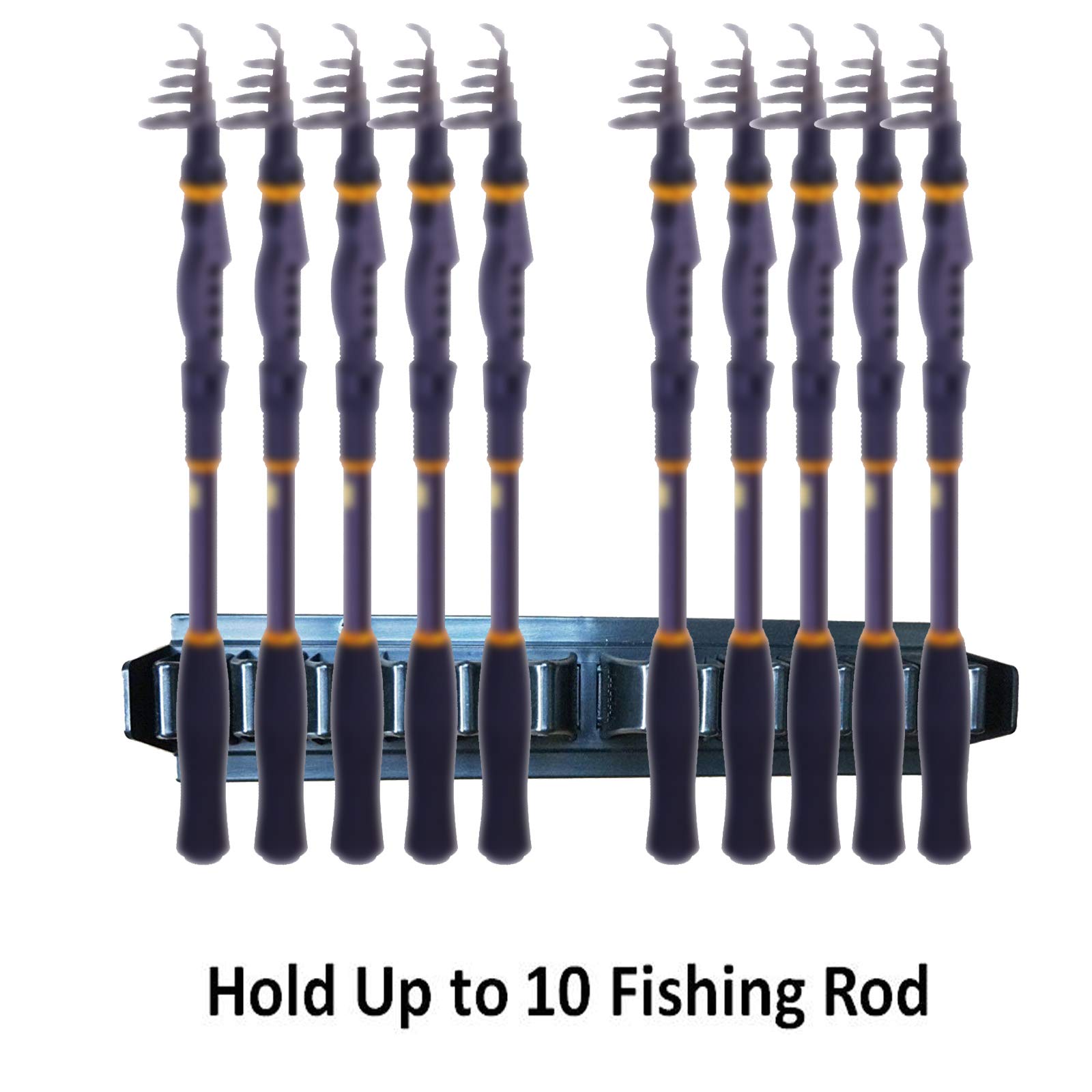 Wall Mount Fishing Rod Rack – Perfect Fishing Rod Holder - Holds Up to 10 Rods - for Most Types of Fishing Rods Freshwater Saltwater Rods - Storage Display Rack?fishing rod not included?