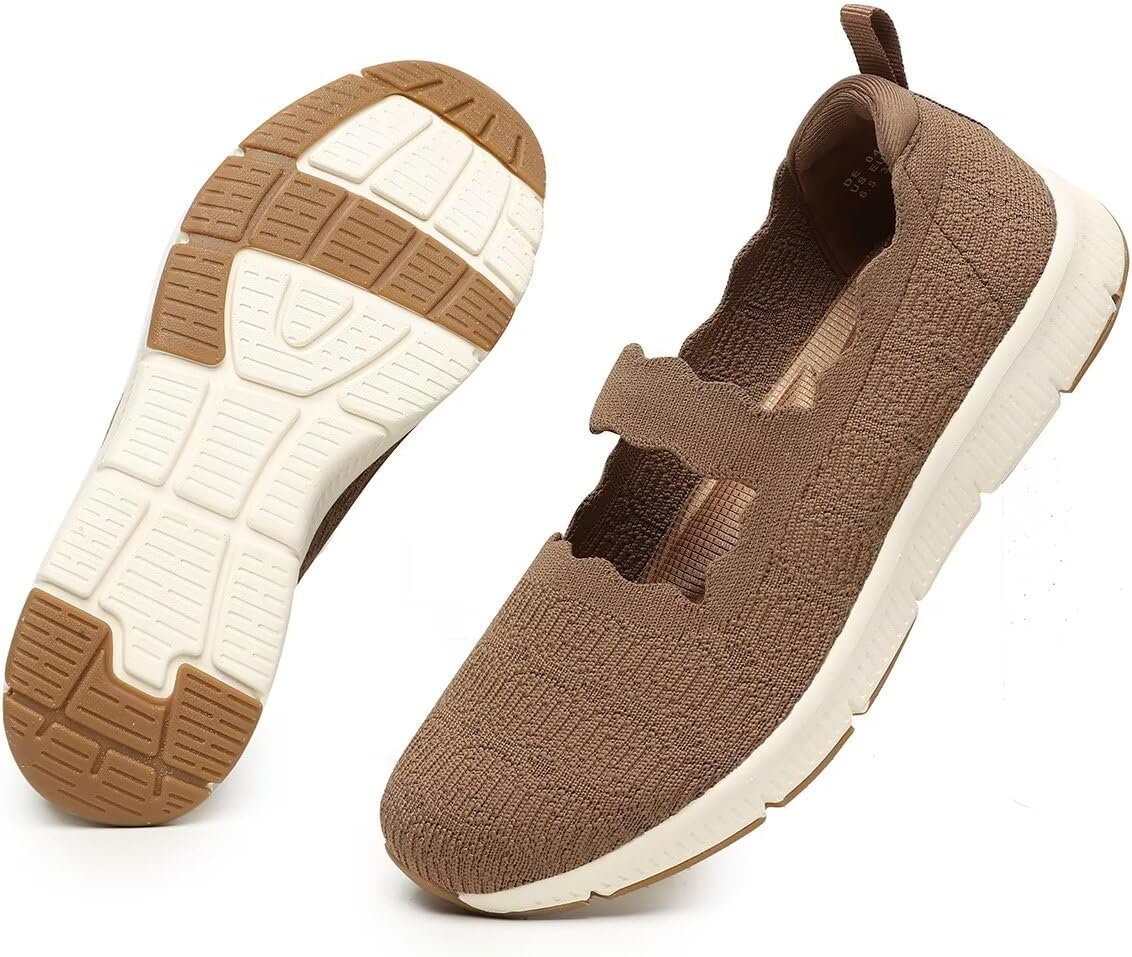 Women's Mary Jane Flats Knit Ballet Flats Comfort Casual Ballerina Walking Dressy Slip-on Shoes with Strap - Image 6