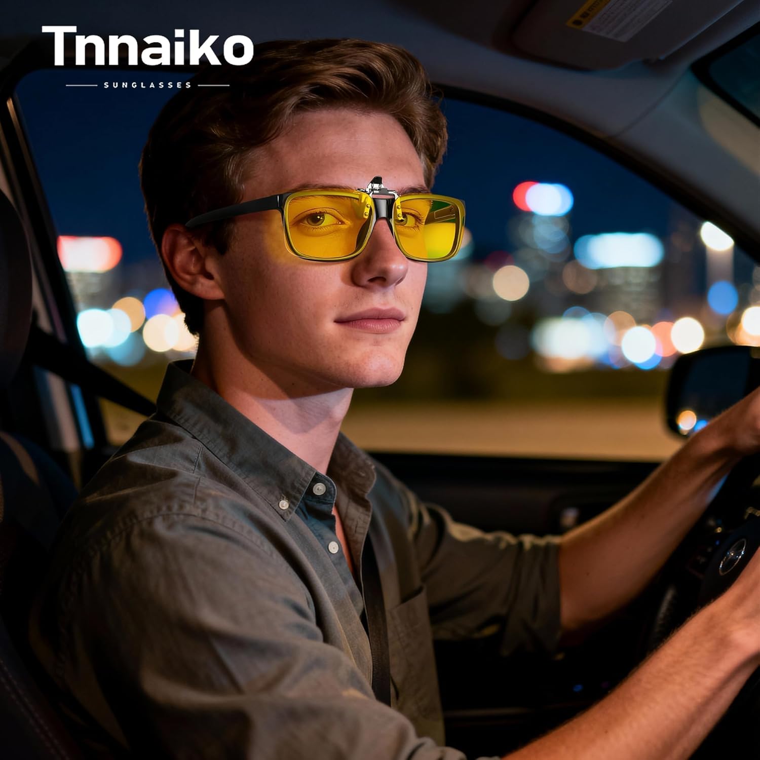 Night Driving Glasses Clip-on Flip Up Metal Clip Rimless Night Vision Glasses, Anti Glare HD Polarized Glasses - Image 3