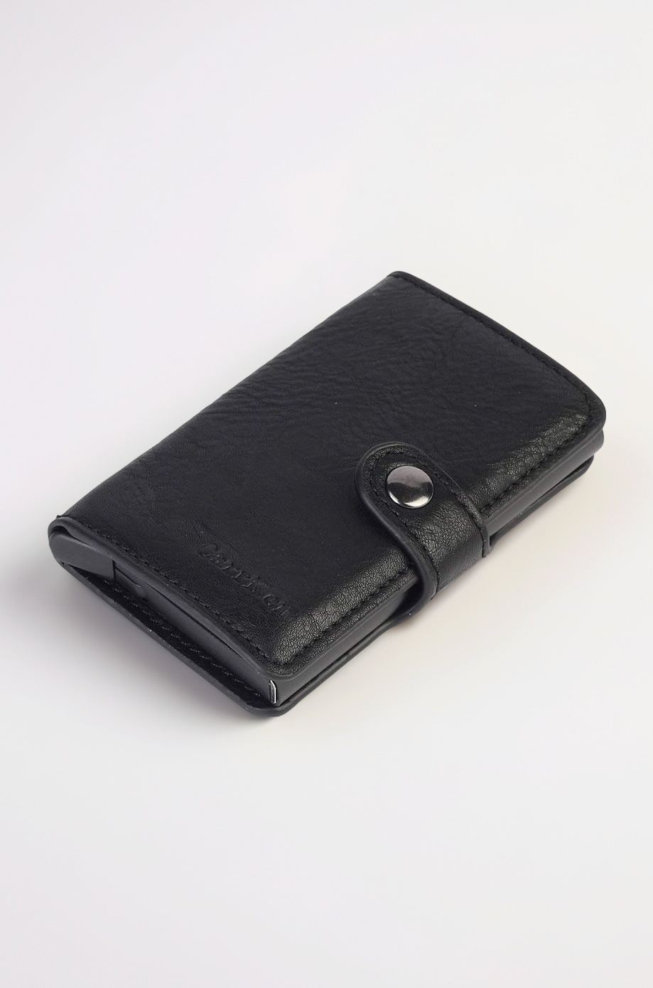 Genuine Leather Wallet | RFID Blocking Aluminum Automatic Pop Up Credit Card Holder Case for Unisex | 8 Card Slots(FC 30) (Jet Black)