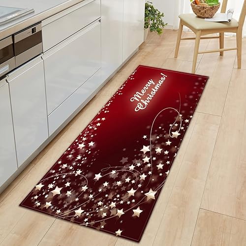 Bullpiano Tapete antideslizante de reno de Navidad, árbol de Navidad, para sala de estar, dormitorio (rojo 3, 24 x 71 pulgadas (ancho x largo)