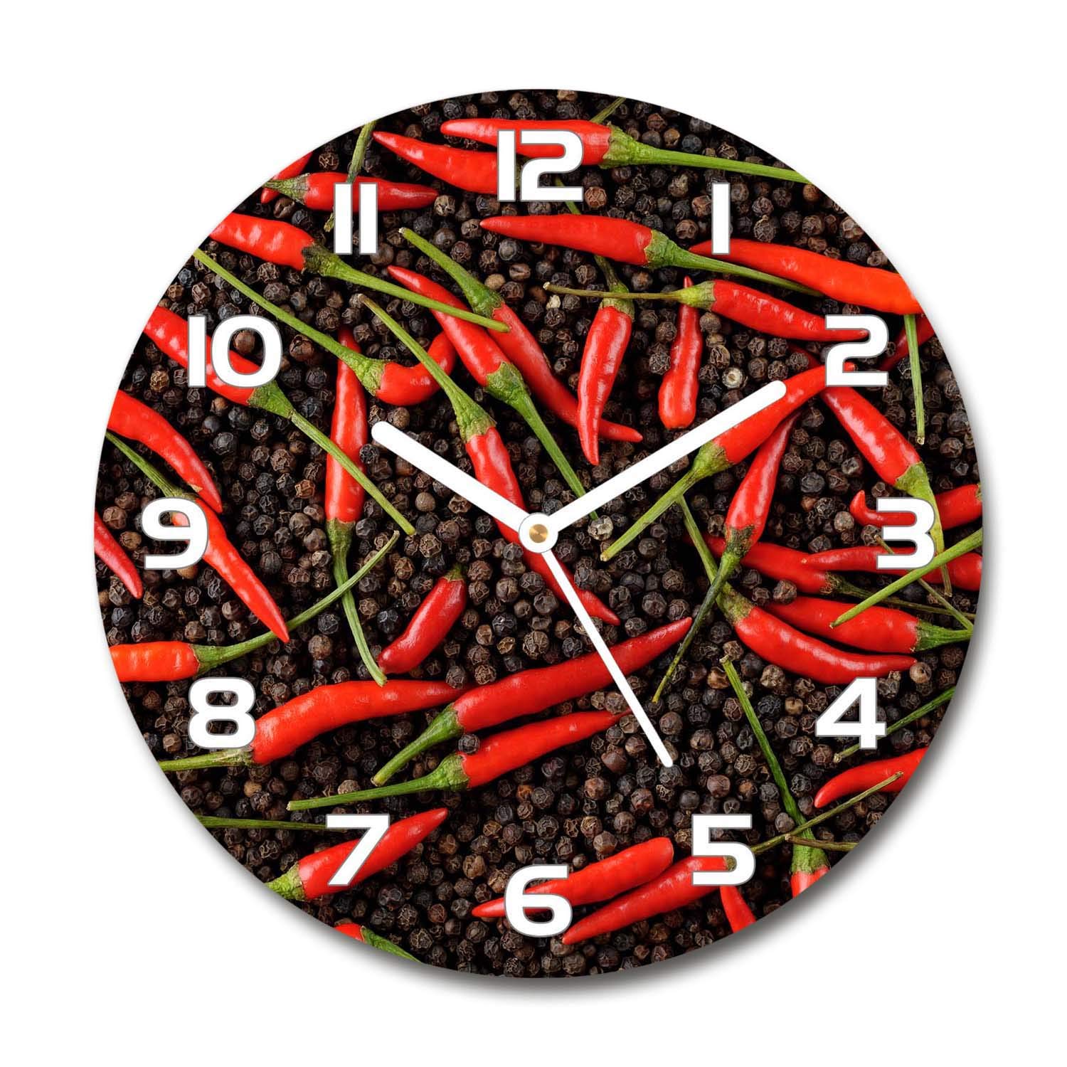 Horloge en Verre pour Salon Design Tulup 60x60cm Impression Piments