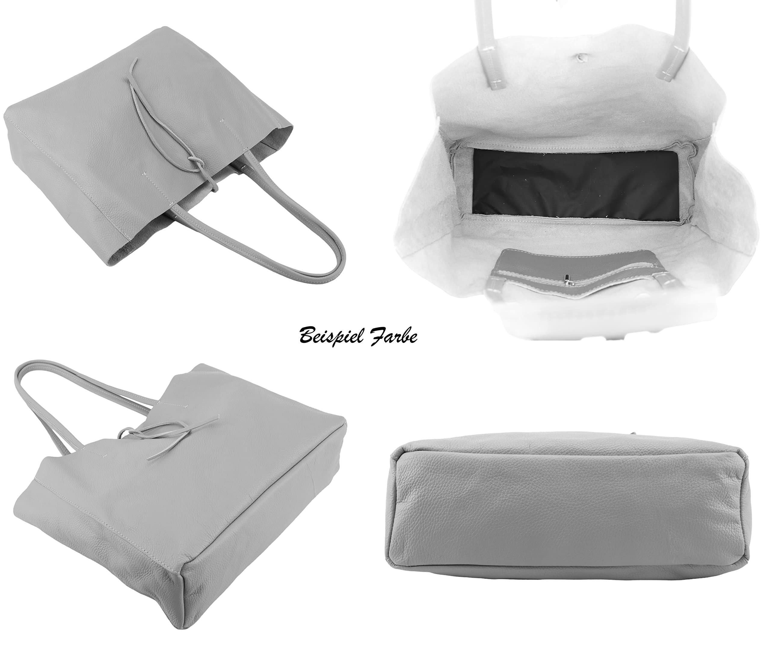 SH Leder ® Damen Echt Rindleder Shopper in Querformat mit Innentasche in vielen Farben Schultertasche Henkeltasche 30x37cm Maja G514