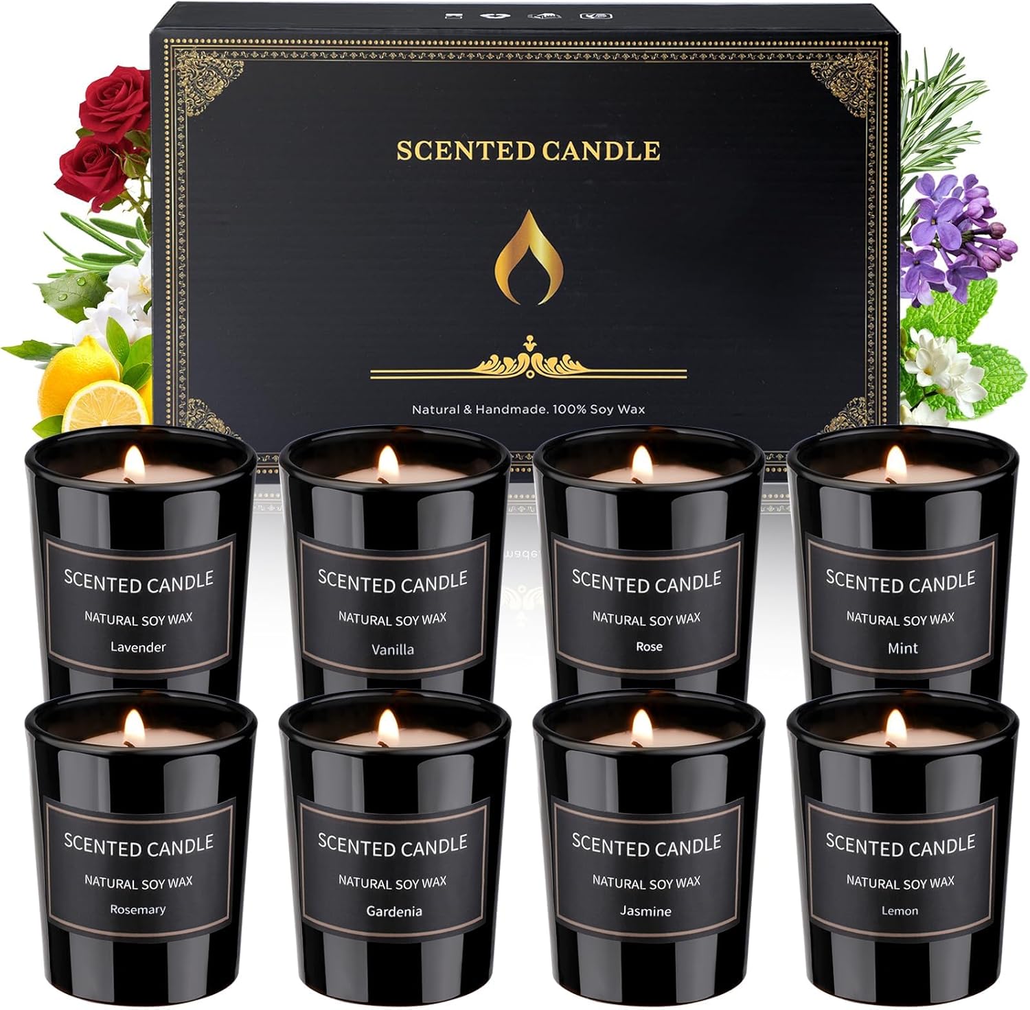 8 Pack Scented Candles for Home, Scented Candles Gifts Set for Men, Smoke-Free Strong Fragrance Long Lasting, Aromatherapy Candles for Women Men, Father’s Day Gifts