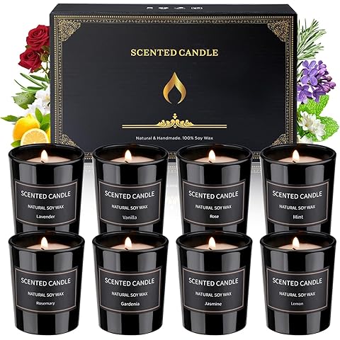 Scented Candle Set 8 Pack, Soy Candles for Home Scented Vanilla, Lavender Scents fo...
