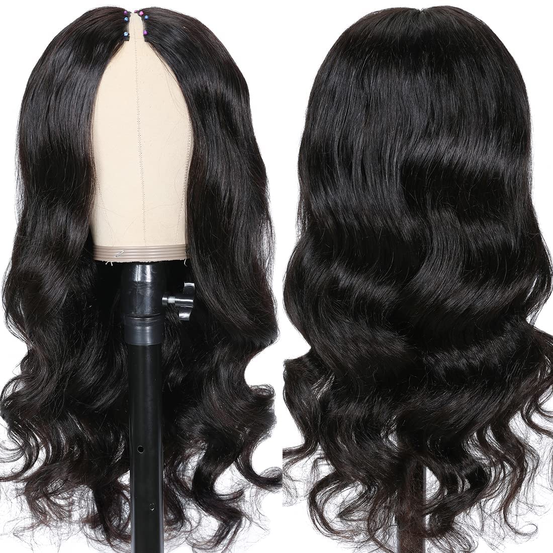 V Part Wig Human Hair Body Wave 180% Density Glueless Remy Half Wig No Leave Long Wavy V Part Wig Human Hair Brazilian Remy Hair VPart  main image 2