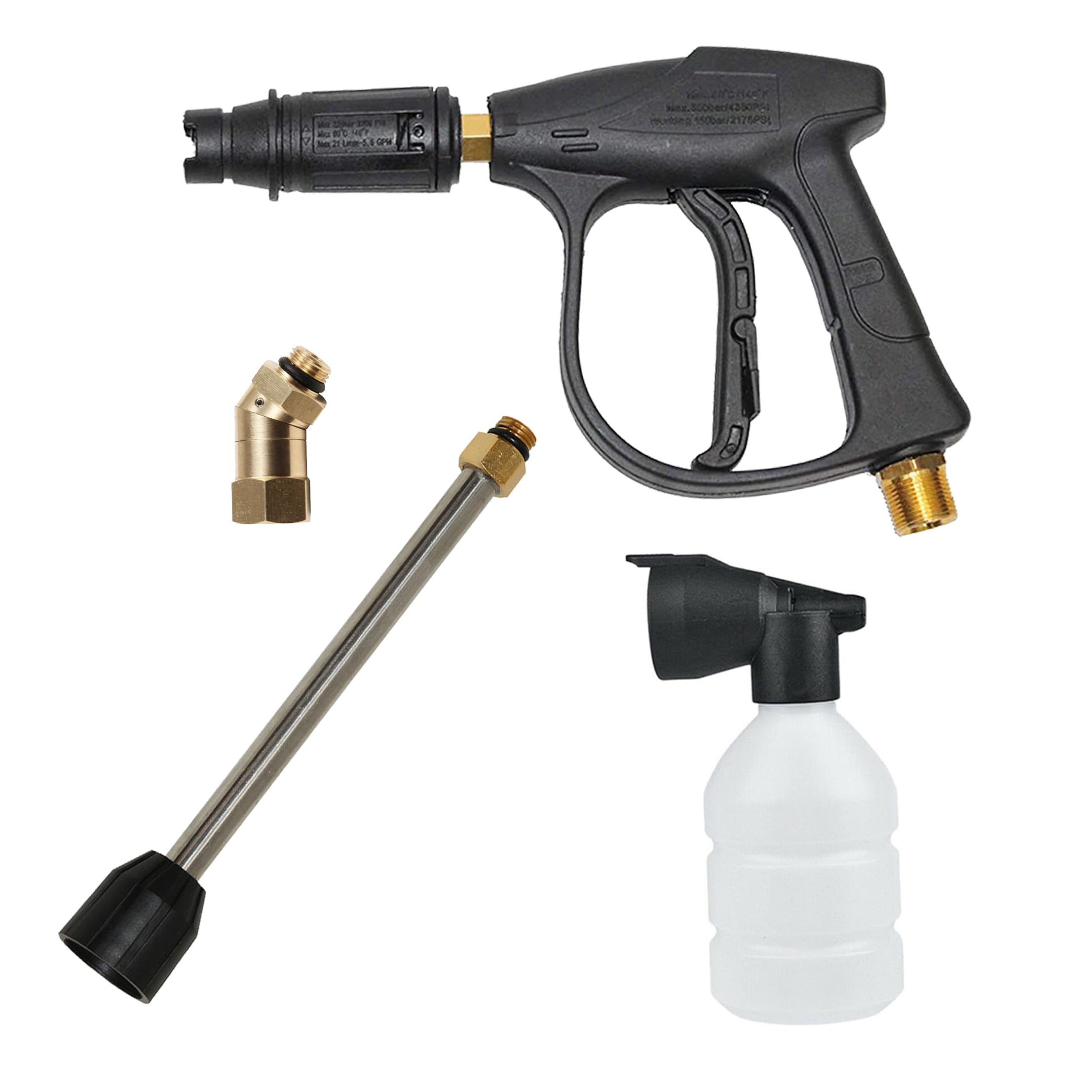Digital Craft High Pressure Washer Gun M22*1.5mm Water Gun Car Cleaning Tool, Extension Lance 19cm Pressure Washer Gun,360* Rotation Connector,Small Faom Bottle,-image-46