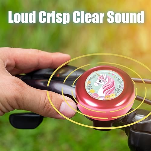 Miniatura 2 de Akkya Timbre de bicicleta para niños y adultos, lindo unicornio manillar de ciclismo de rodilla, accesorios para mujeres y niñas, bicicleta de