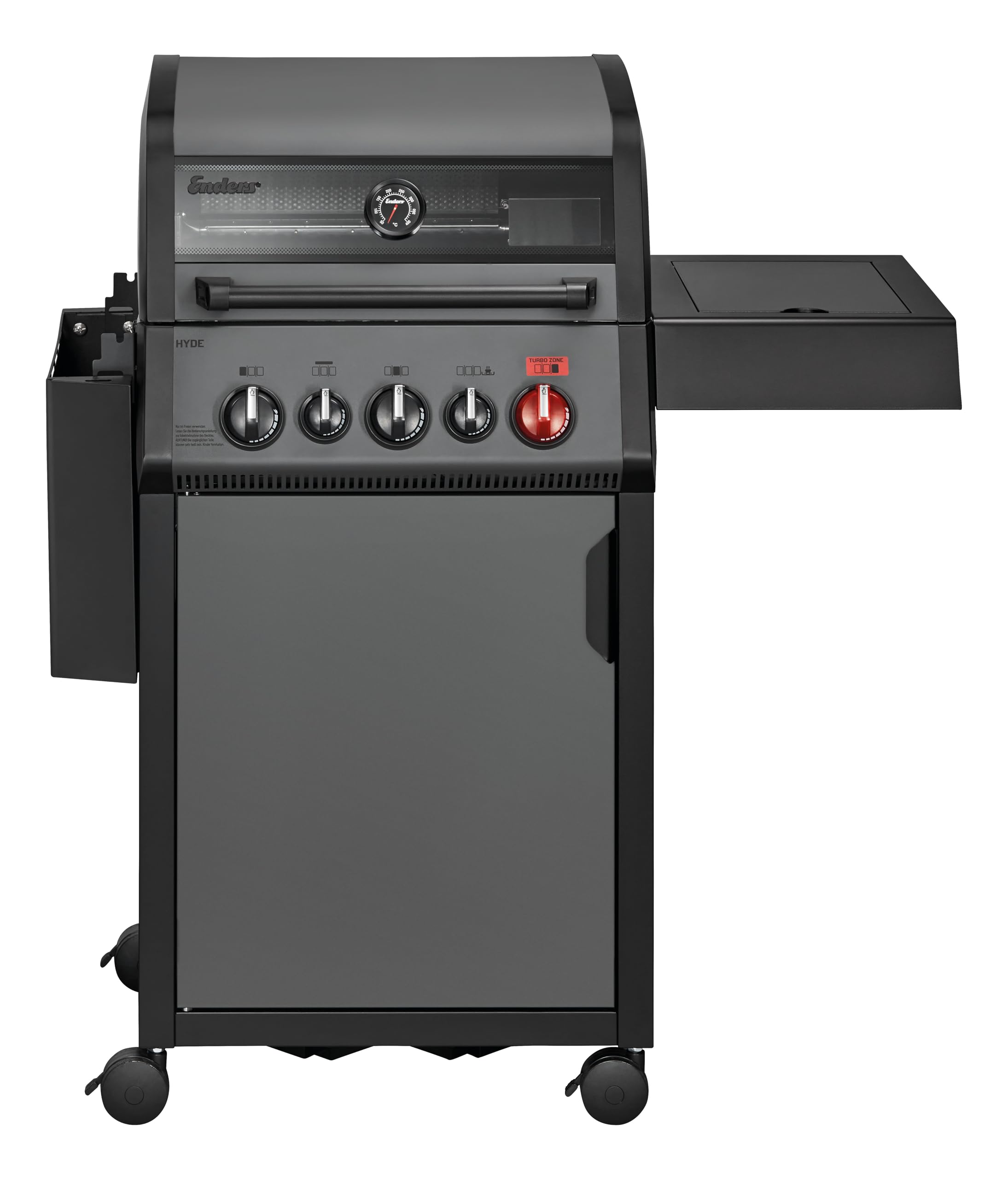 Enders Hyde 3 SIKR Turbo Barbecue a Gas 3 Bruciatori, Zona Turbo Infrarossi 800°C, Backburner Infrarossi, Fornello Laterale, Griglia 54x42 cm