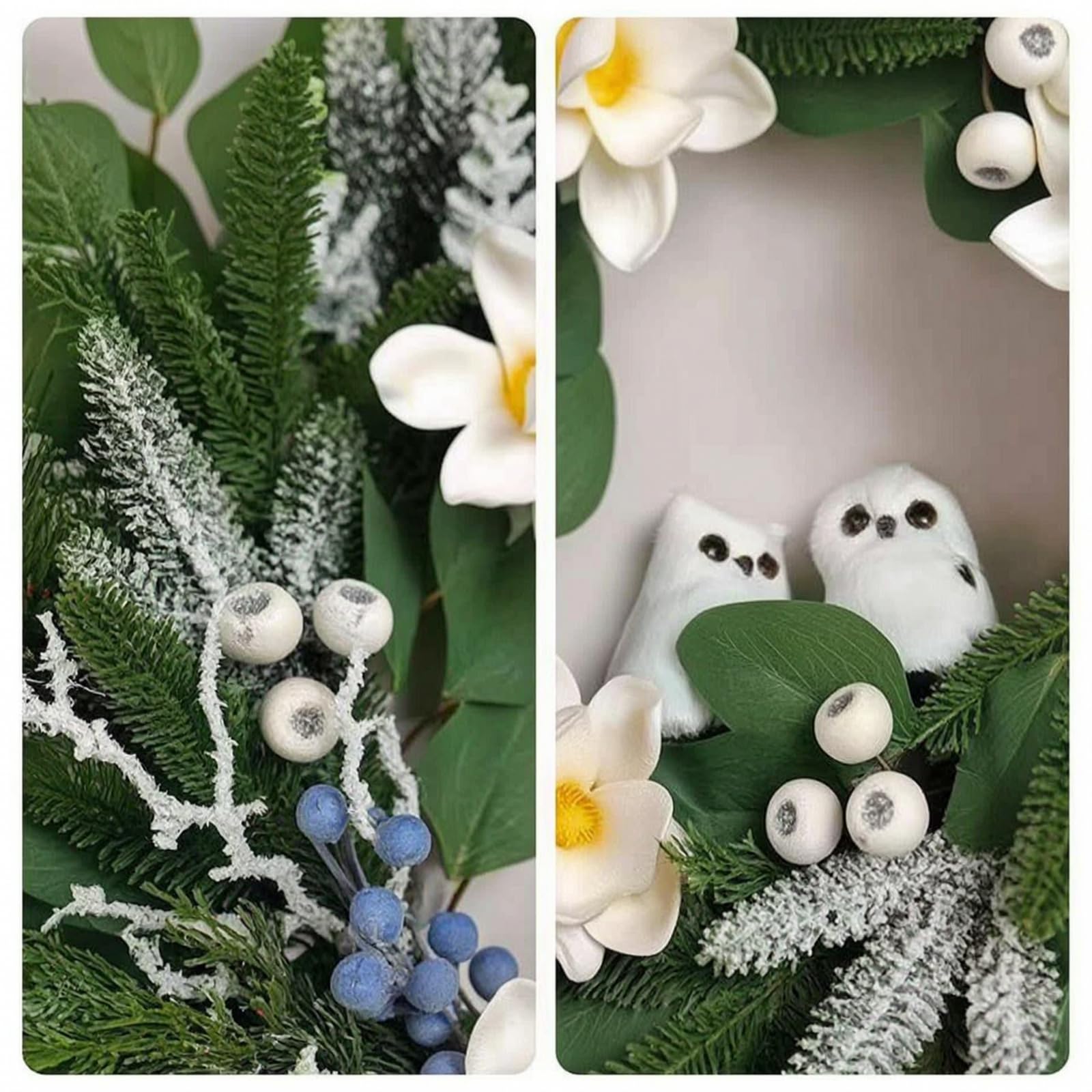 Corona Navideña Artificial para Pared, Guirnalda De Flores con Bayas Y Agujas De Pino