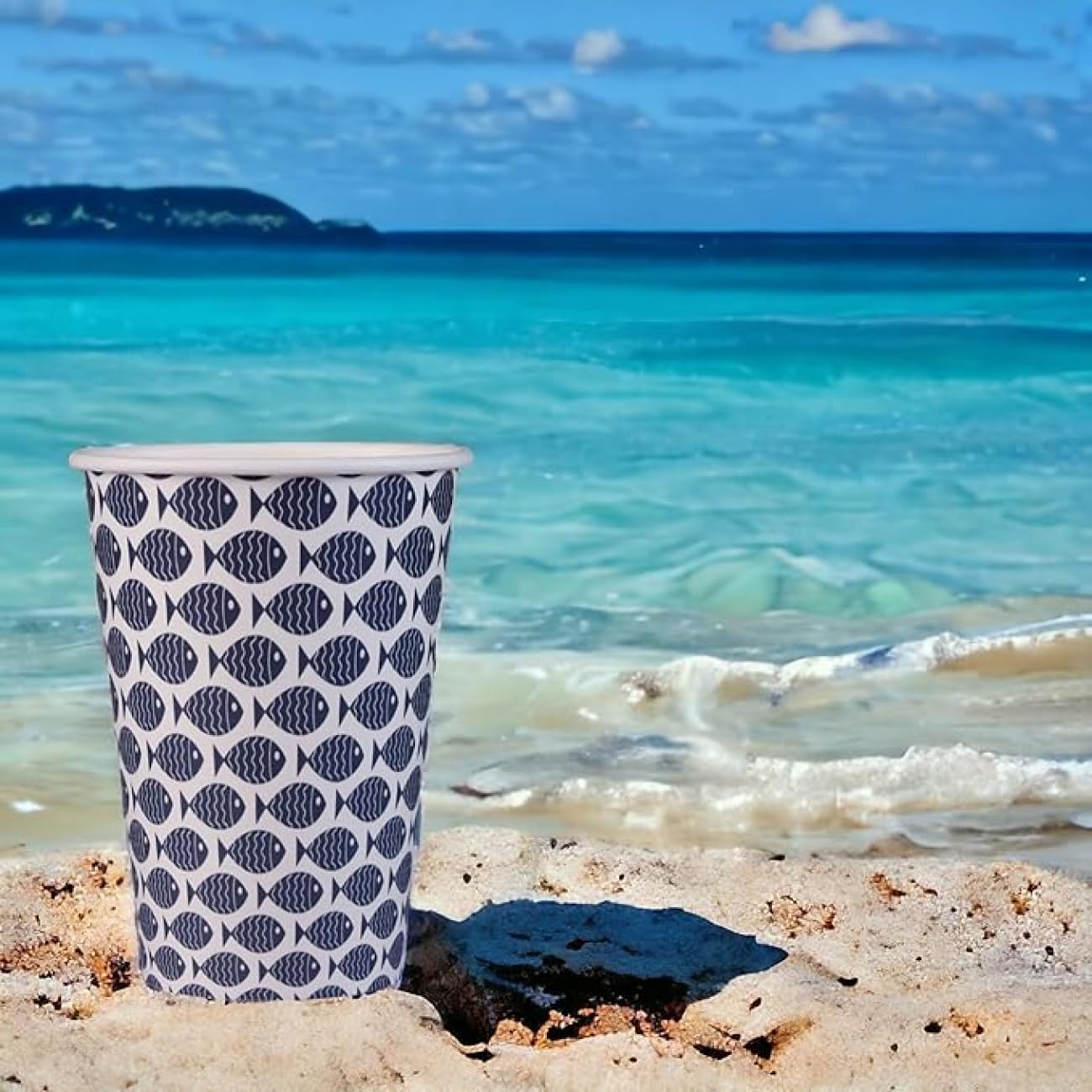 Vasos desechables de papel compostables, 200 ml, reciclables, biodegradables, vasos desechables para bebidas calientes y frías, paquetes de 500 y 2000 piezas (2000, pescado azul oscuro)