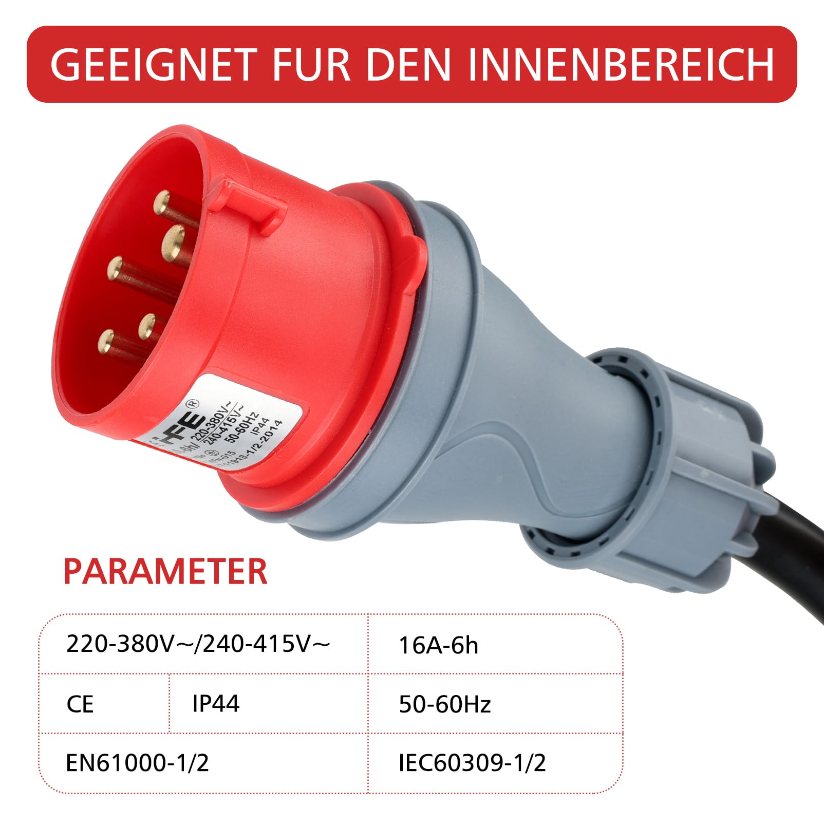 CEE Adapter auf Kompatibel mit Tesla-Adapter 5 Pin 16A, Adapterset CEE 5-Poliger für Mobile Wallbox/EV Ladegerät, C-EE Verlängerungskabel, IP44 Außeneinsatz (5 Pin 16A)