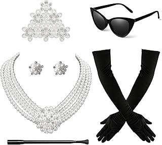 Audrey Hepburn Costume Breakfast at Tiffany's Decorations 1920s Accessories Vintage Sunglasses Comb Necklace Earrings - Buy now