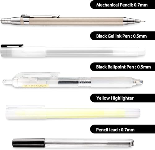 Miniatura 2 de Whaline Juego de 10 bolígrafos de estilo japonés, bolsa de bolígrafo de gel, lápiz mecánico, cinta de corrección de plomo, nota adhesiva, regla de