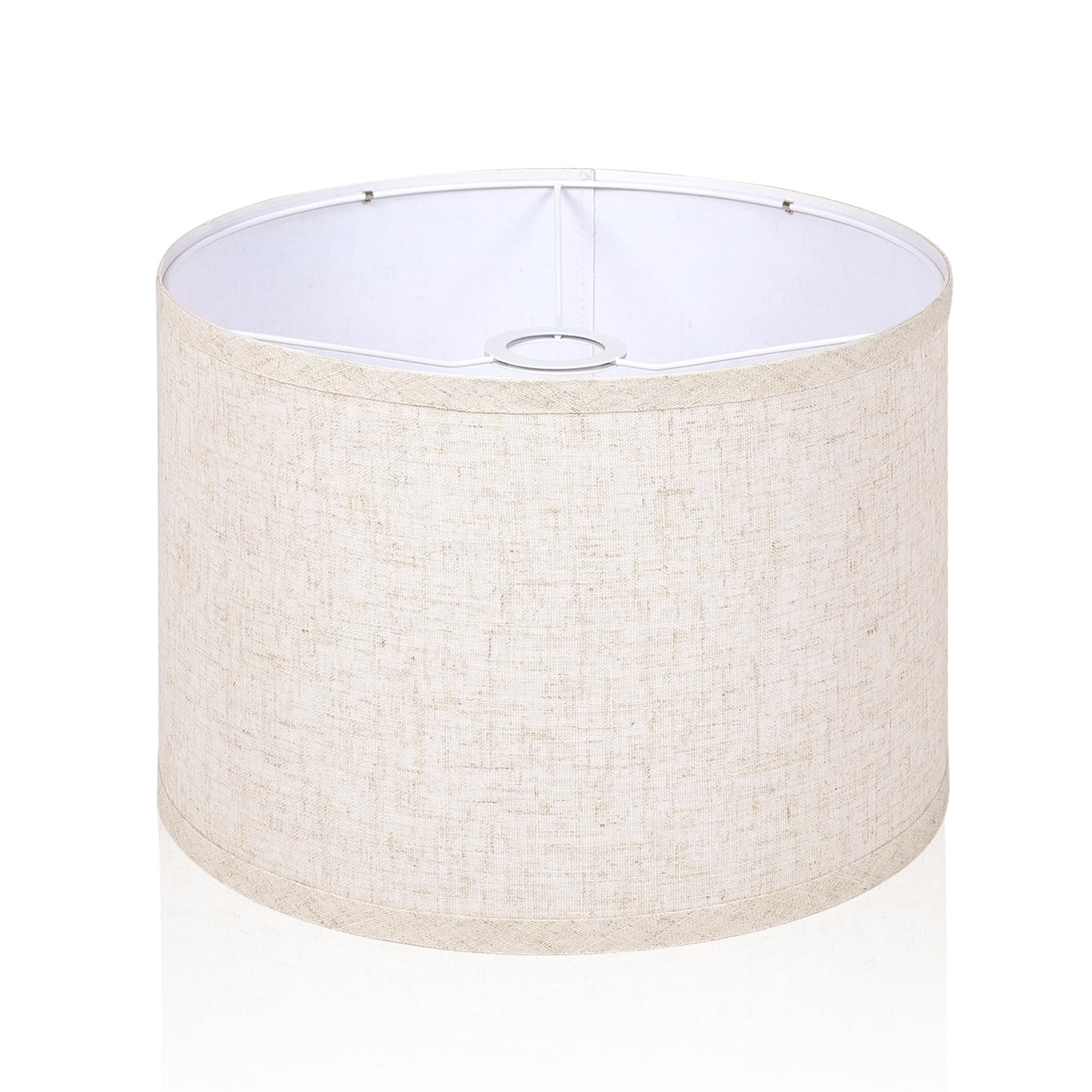 OUTON Beige Drum Lamp Shades for Floor Lamps, 11" Top x 11" Bottom x 9" High, Easy to Assemble, Replacement Linen Lampshades for Table Lamps & Bedside Lamps (1.65" Spider)