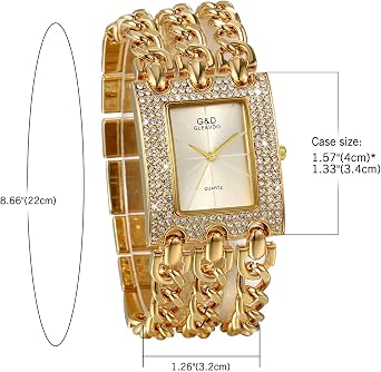 JEWELRYWE Wristwatch, Women's, Brand, Popular, Luxurious, Glare Watch, Antique Fashion, Bracelet Watch, Girlfriend, Daughter, Birthday, Anniversary, Christmas, Valentine's Day, Gift, Gold