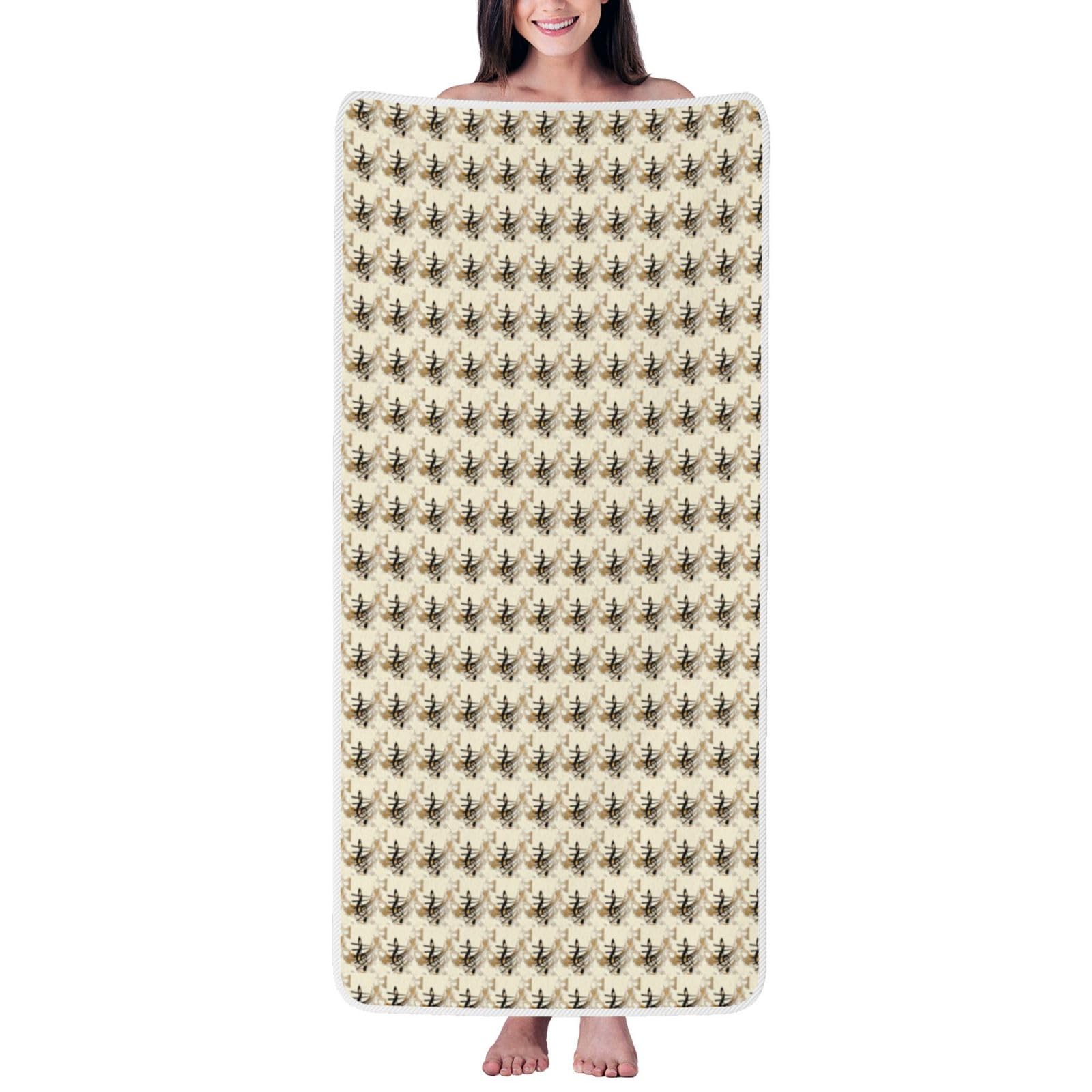 JBJGKHLP Music Note Print Women Men Couples Coral Velvet Bath Towel Ultra-Soft For Home Bathroom Travel